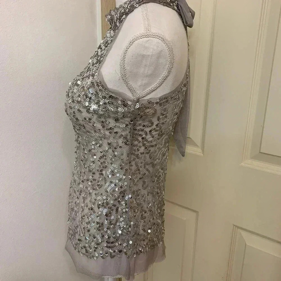 Love Culture Silver Gray Halter Neck Sequined Top S Party Formal - Picture 6 of 8